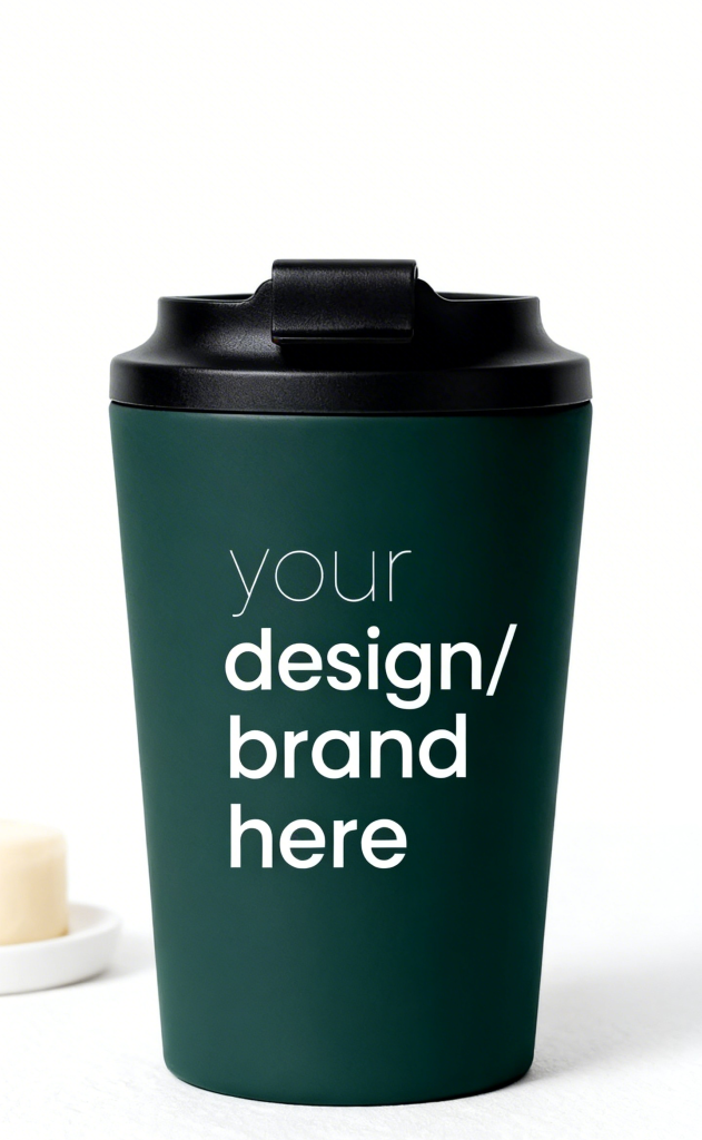 jimeng-2026-03-11-5637-保留主体但是去掉字体海运把水杯的盖子变成黑色，然后背景可以用奶白色搭配简约场景，...